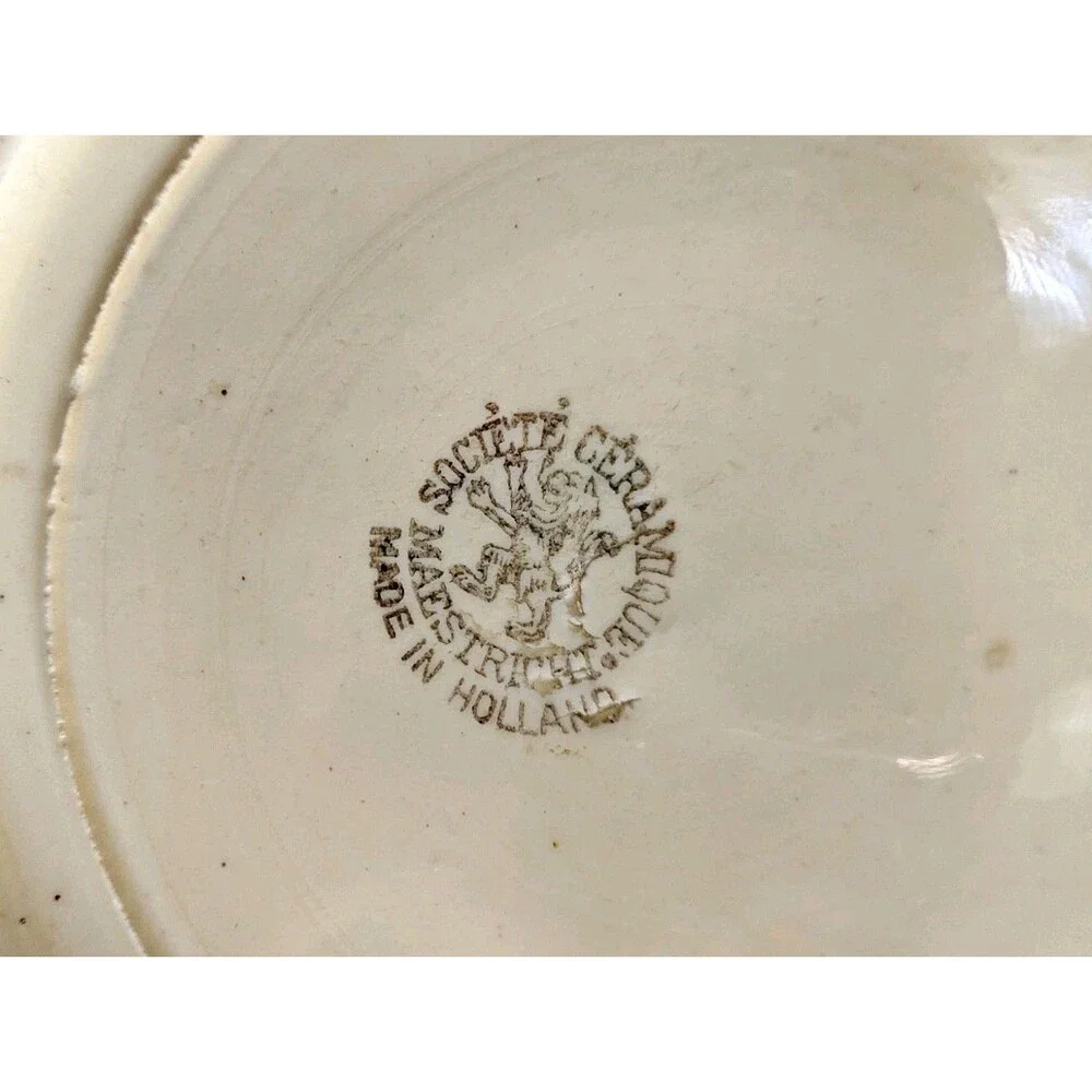 Societe Ceramique Maestricht Pitcher Antique 1920's Dutch Holland Floral 6.25